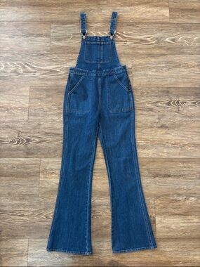 Madewell Flea Market Flare Overalls Denim Bib 70s Style Medium Wash
